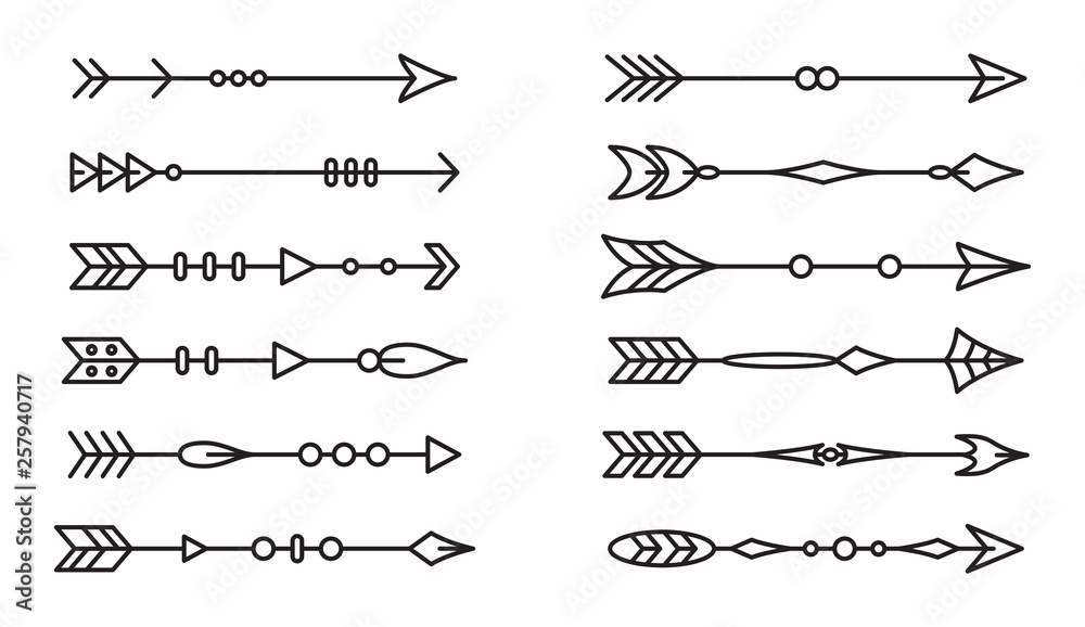 Set of ethnic arrows on white background Set of ethnic arrows on white background