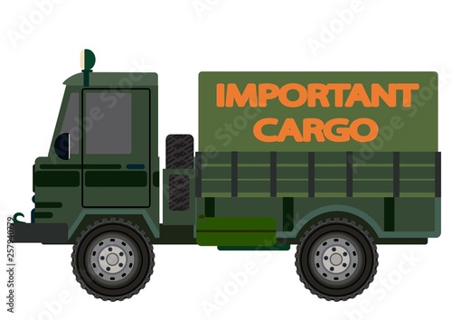 An isolated truck on a white background. The car for transportation of goods