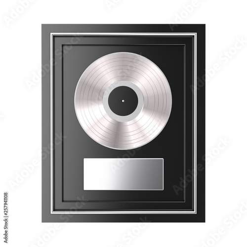 Konstfotografi Platinum or Silver Vinyl or CD Prize Award with Label in Black Frame