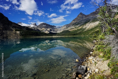 Fototapeta Naklejka Na Ścianę i Meble -  Mountains reflection in Bow Lake in National park Banff in Canada
