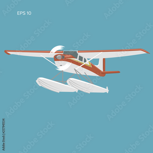 Small seaplane isolated vector illustration