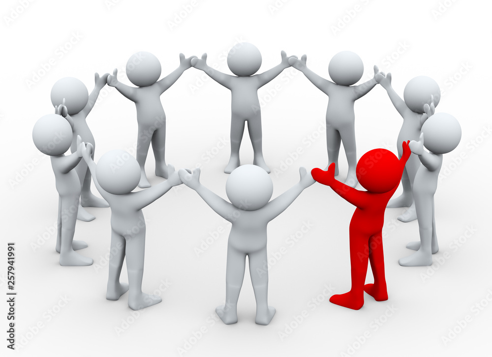 3d group of people with leader 3d group of people with leader