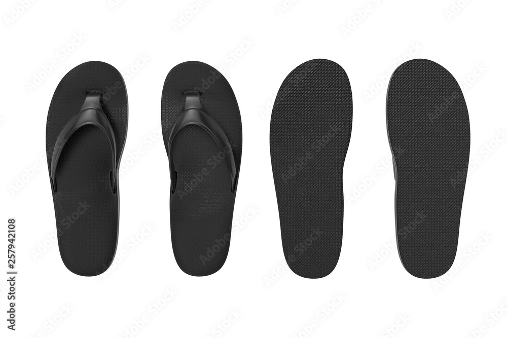 Black Flip Flops Sandals in Clay Style. 3d Rendering Black Flip Flops Sandals in Clay Style. 3d Rendering