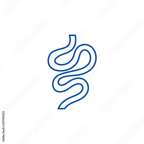 Intestines line concept icon. Intestines flat  vector website sign, outline symbol, illustration.