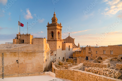 Citadel fortress against cloudy sky in Gozo island, Malta