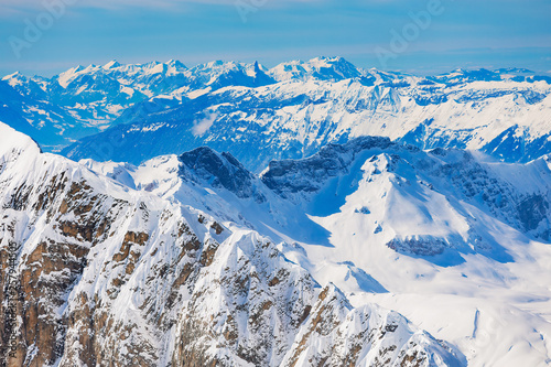 The Alps, view from the top of Mt. Titlis in Switzerland in winter