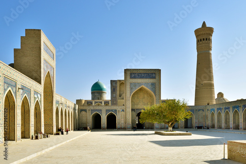 View of Poi Kalon Mosque and Minaret in Bukhara, Uzbekistan photo