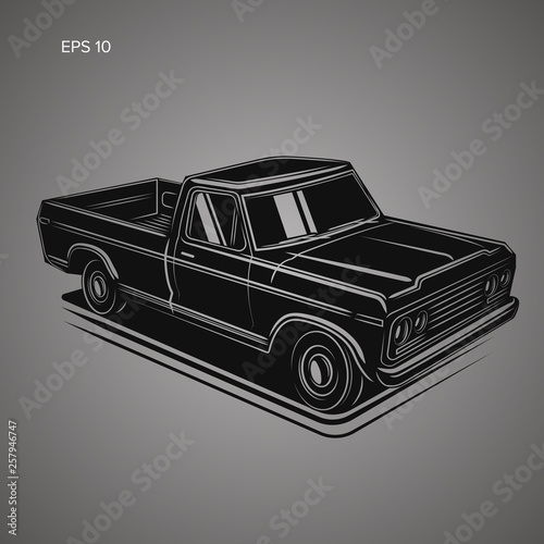 Old retro pickup truck vector illustration.