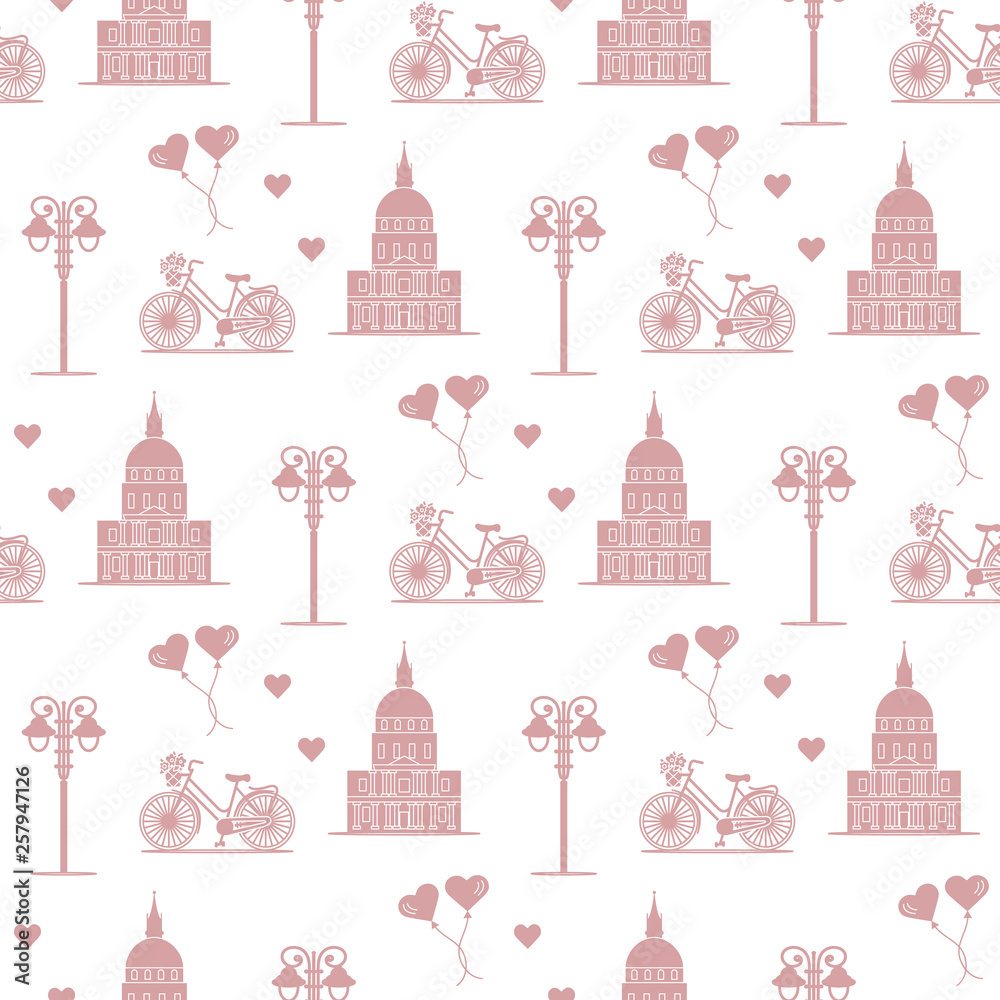 Fototapeta premium Paris. Seamless pattern. Symbols and landmarks.