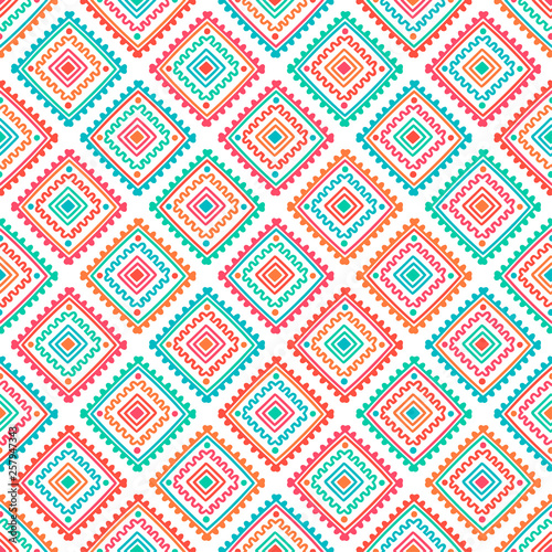 Ethnic seamless pattern. Tribal line print in african, mexican, american, indian style. Geometric boho background. Ethnic and tribal motifs can be used in fabric design.