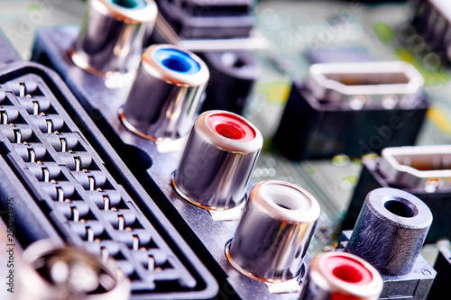 Fotografie Close-up view on a digital video recorder on the part connectors