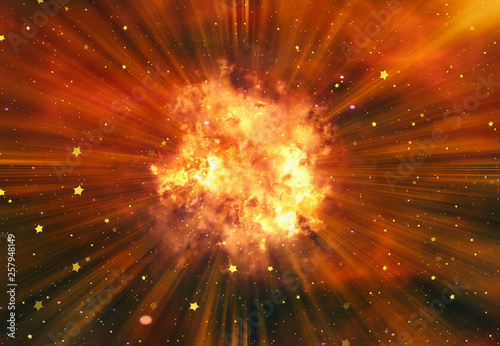 bright explosion flash on a space background