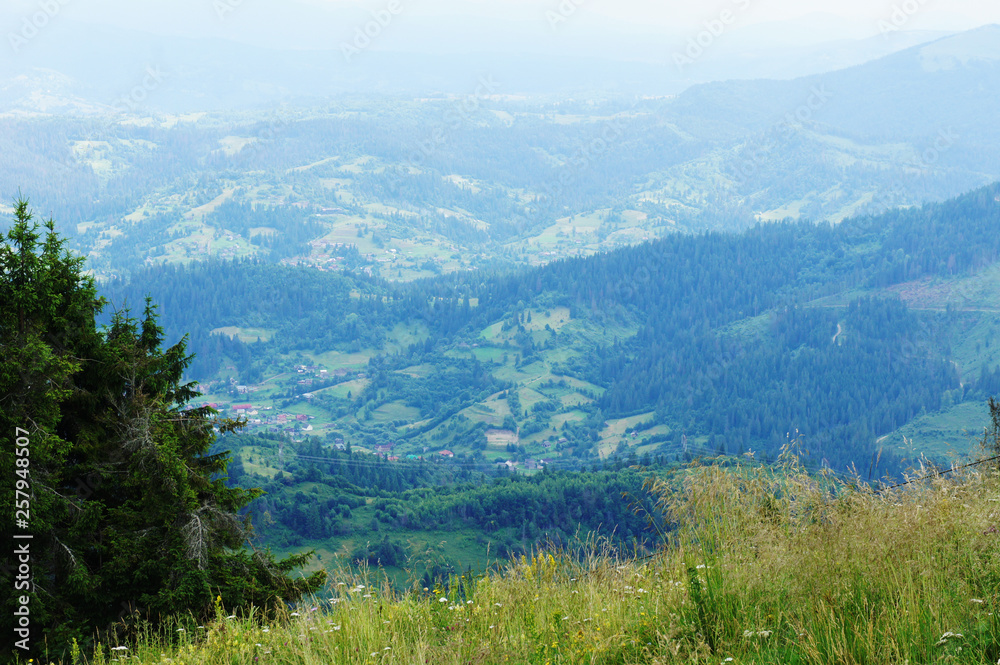 Carpathians, Ukraine. blue mountains landscape in the distance. photography mountain landscape