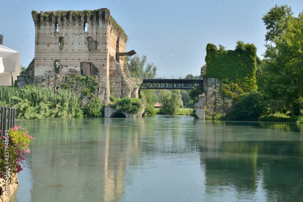 Fort on the river Mincio in Borghetto, Italy