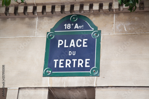 View of a sign of the Place du Tertre