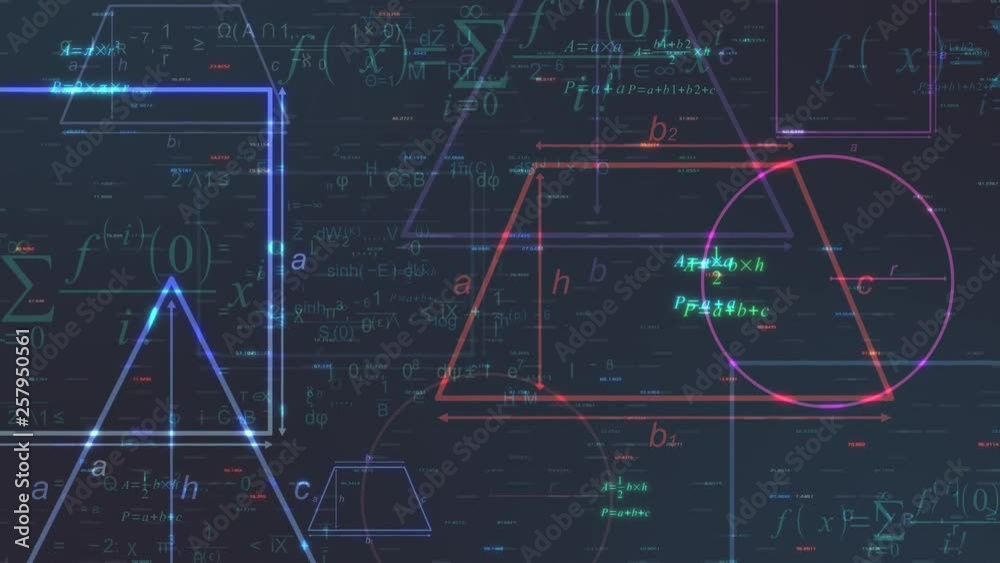 geometric shapes and formulas, abstract animation (3d render) geometric shapes and formulas, abstract animation (3d render)