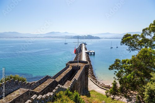 Baiona, Spain. Tower of Tenaza.  Monterreal fortress, XI - XVII centuries. The fortress is included in the list of the most picturesque historical buildings of photo