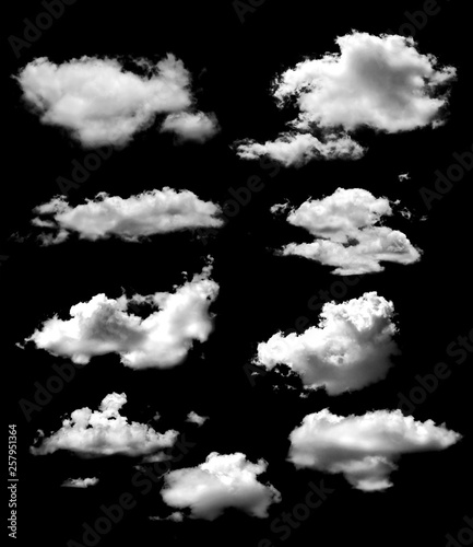 Set of Cloud isolated in black background
