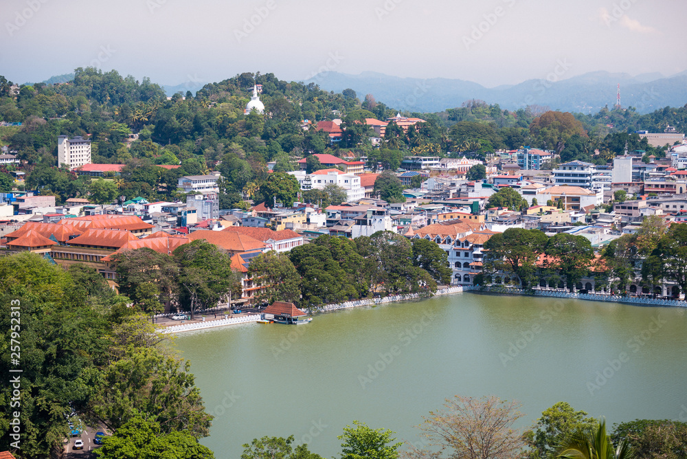 Beautiful view of Kandy in Sri Lanka. Aerial view of Kandy.