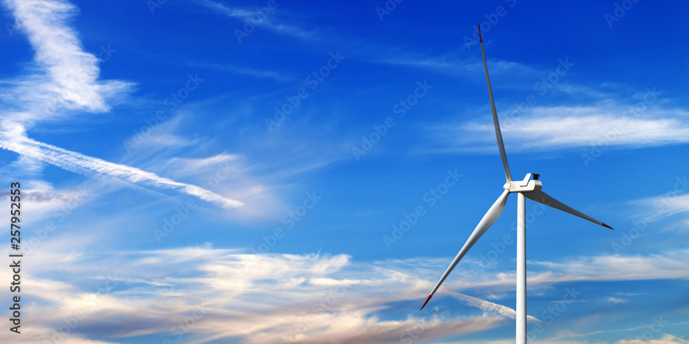 Fototapeta premium Wind turbine and multicolor sunrise sky