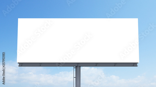 mockup blank billboard white space on bluesky background, 3d rendering.
