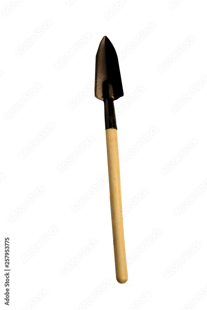 Shovel for garden work with wooden handle isolated on white Shovel for garden work with wooden handle isolated on white