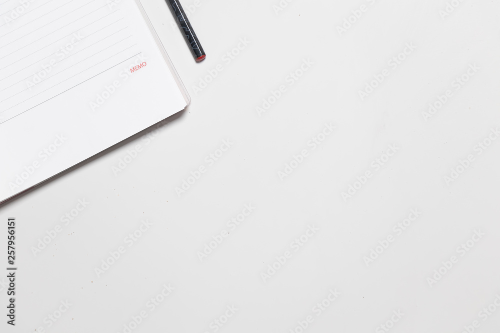 blank spiral notebook on Flat lay blank spiral notebook on Flat lay
