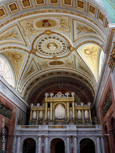 Esztergom Basilica, Hungary, the pipe organ under the ornate vaulted ceiling