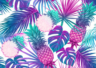 Keuken achterwand Ananas patronen Tropisch ananasmotief in moderne stijl  © Elen  Lane