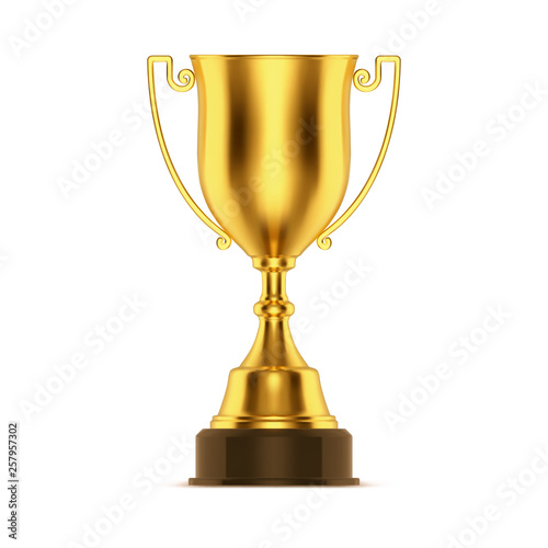 Golden trophy or cup, goblet for sport winner
