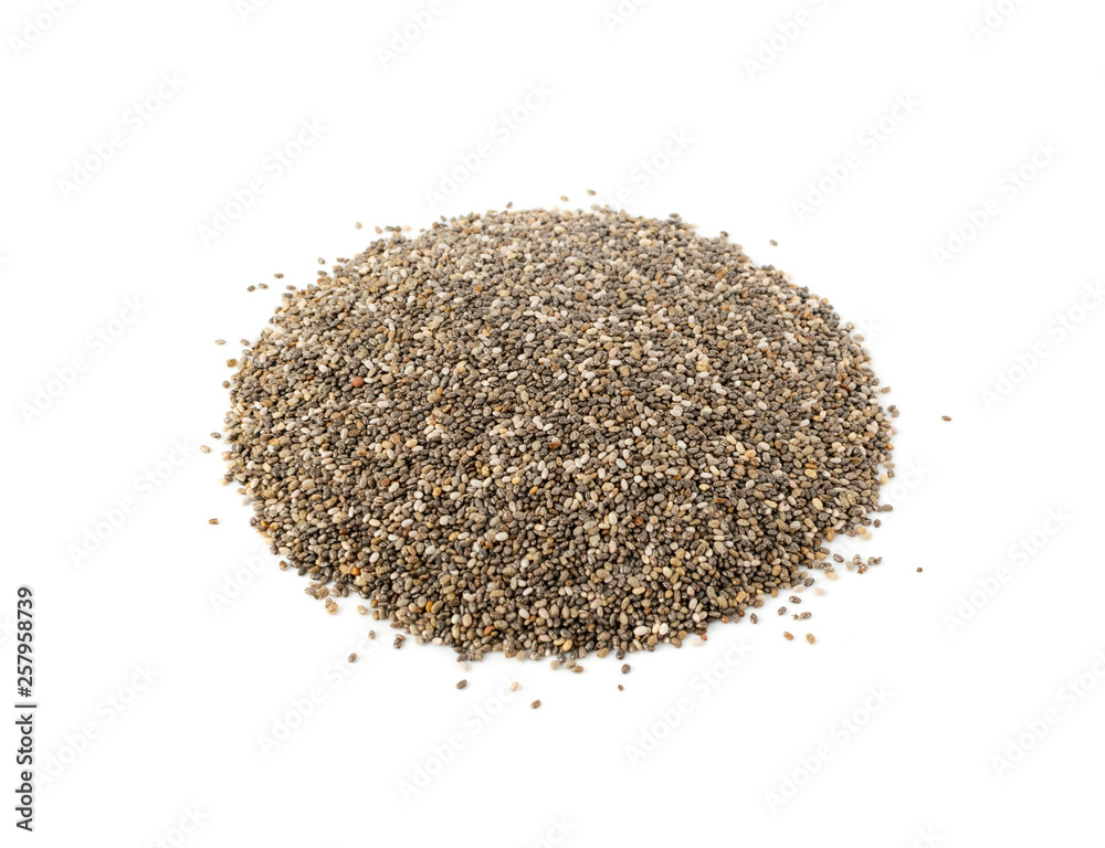 Pile of Chia Seeds Isolated on White Background Pile of Chia Seeds Isolated on White Background