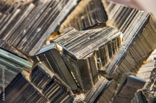Pyrite mineral closeup photo