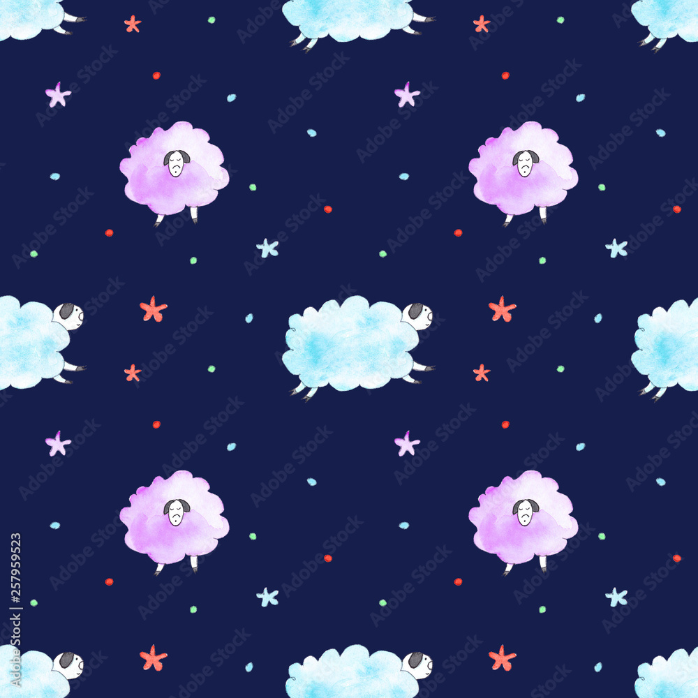 Sleeping sheep dark blue pattern