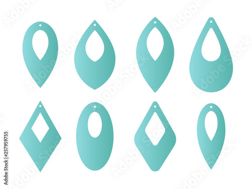 Tear drop earrings with holes. Pendant. Laser cut template. Jewelry making. Vector