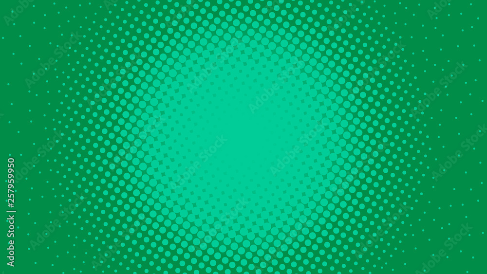 Green pop art background with halftone dots design, abstract vector illustration in retro comics style Green pop art background with halftone dots design, abstract vector illustration in retro comics style