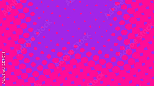 Purple pop art background with magenta halftone dots design, abstract vector illustration in retro comics style