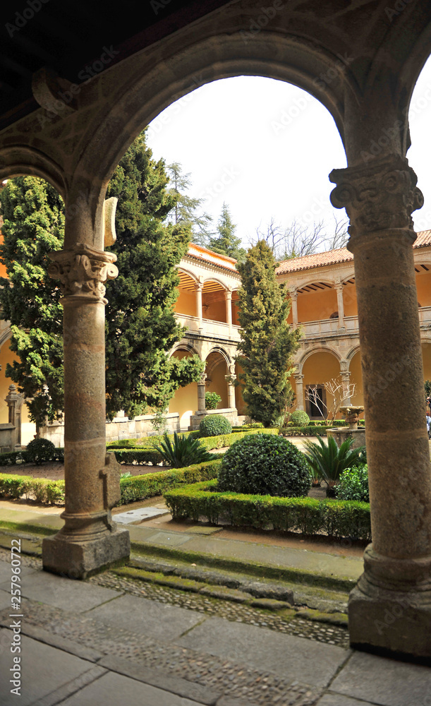 Renaissance cloister of the Monastery of Yuste where Emperor Charles V retired in 1556. Extremadura, Spain