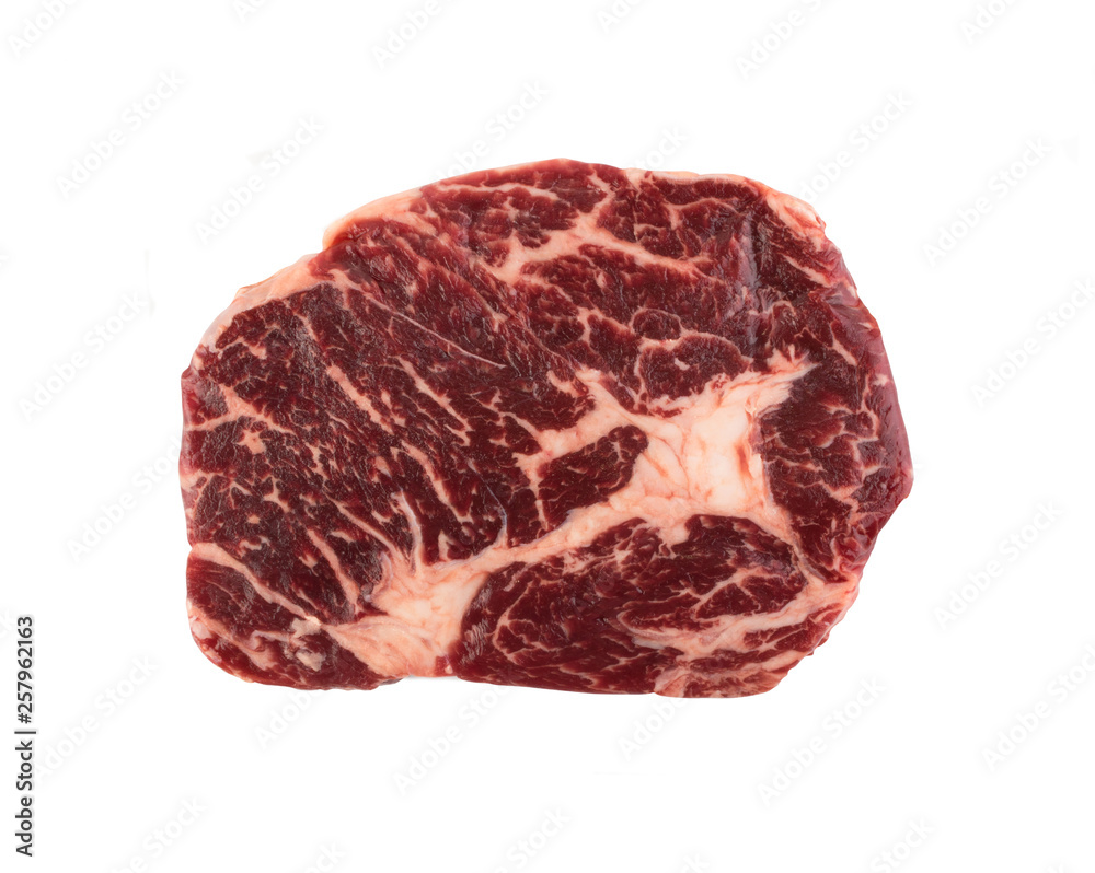 Fototapeta premium Fresh raw beef steak isolated with clipping path