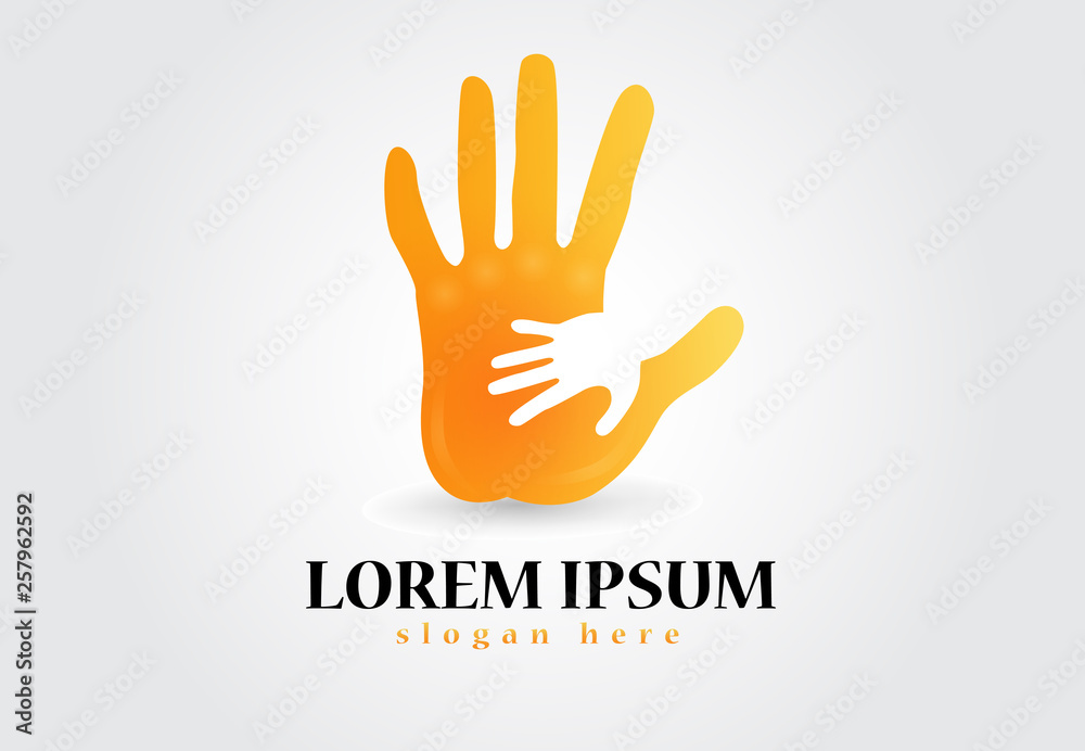 Hand protecting a child logo vector Hand protecting a child logo vector
