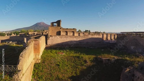 Beautiful aerial view of Pompeii and Mount Vesuvius