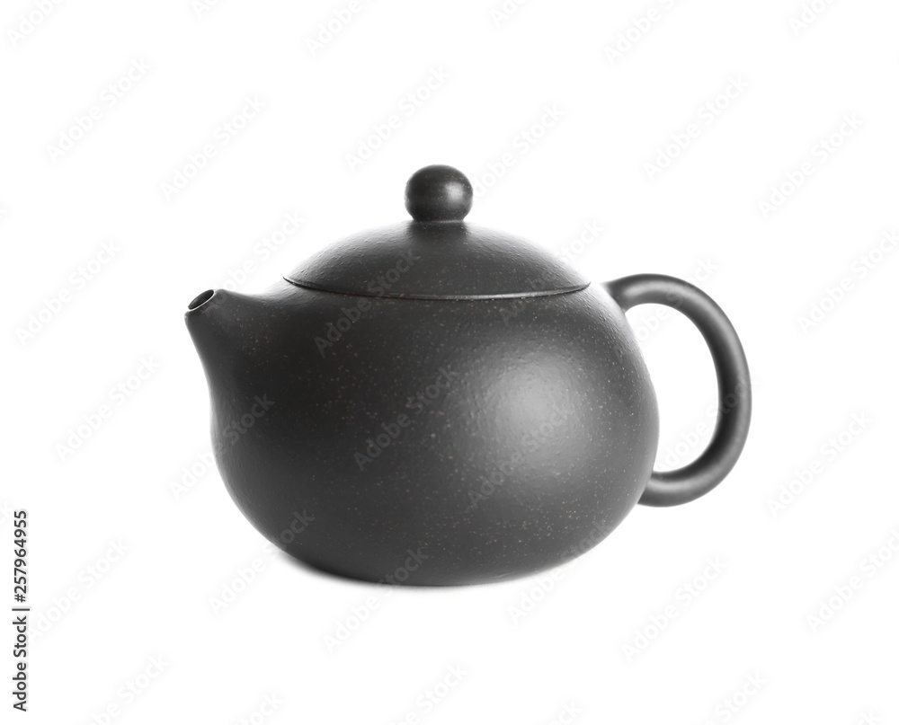 Teapot of freshly brewed oolong on white background Teapot of freshly brewed oolong on white background