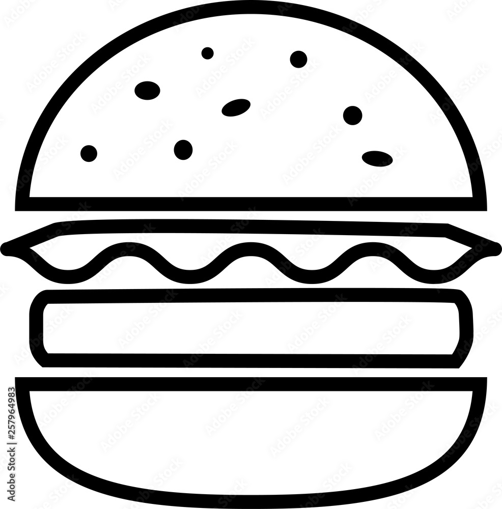 Icon split hamburger with cheese with lettuce and cutlet Icon split hamburger with cheese with lettuce and cutlet