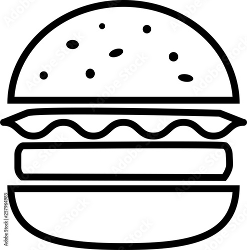 Icon split hamburger with cheese with lettuce and cutlet