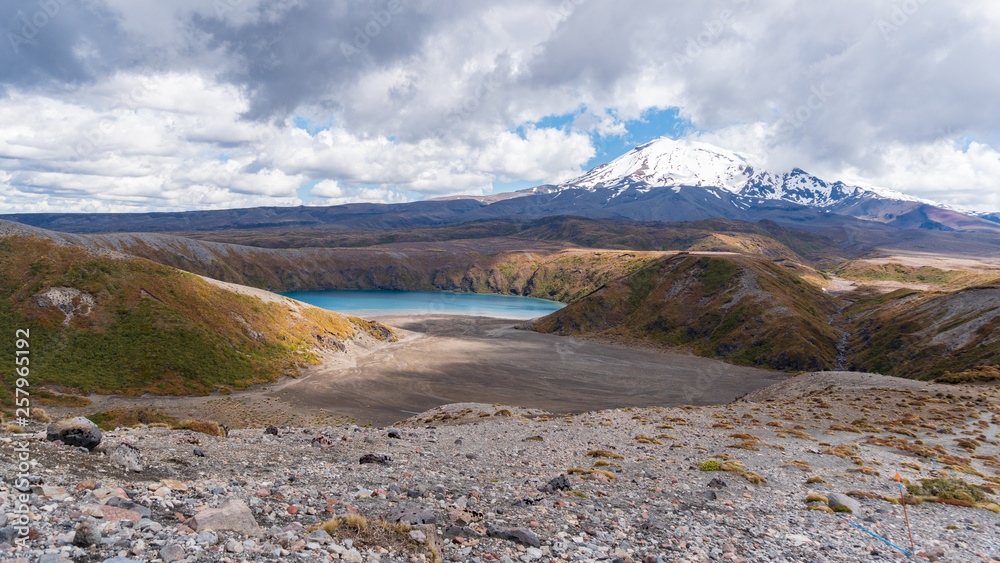 Lower Tama Lake in Tongariro National Park in New Zealand Lower Tama Lake in Tongariro National Park in New Zealand