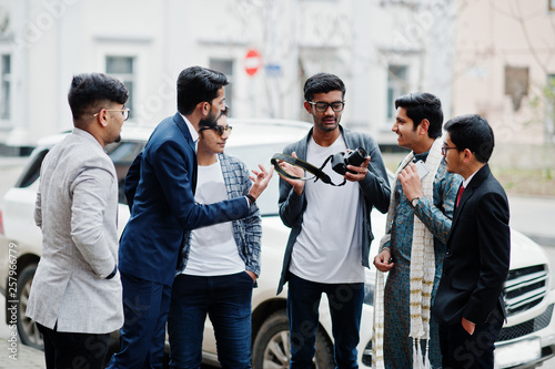 Photography Group of six south asian indian mans in traditional, casual and business wear