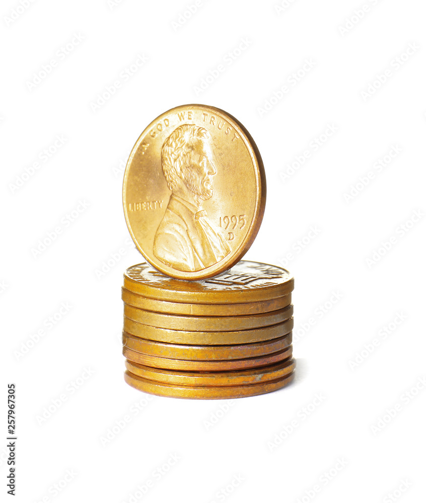 Stack of US coins isolated on white Stack of US coins isolated on white