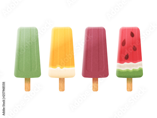 Collection of ice lolly. vector illustration. isolated objects. realistic style.