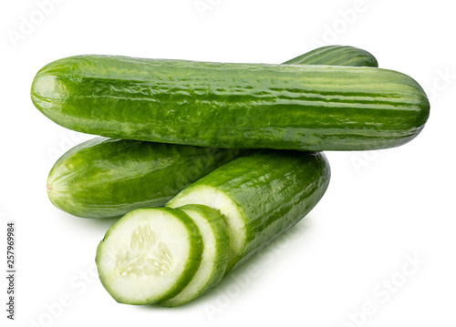 Cucumber isolated on whitebackground. Clipping path