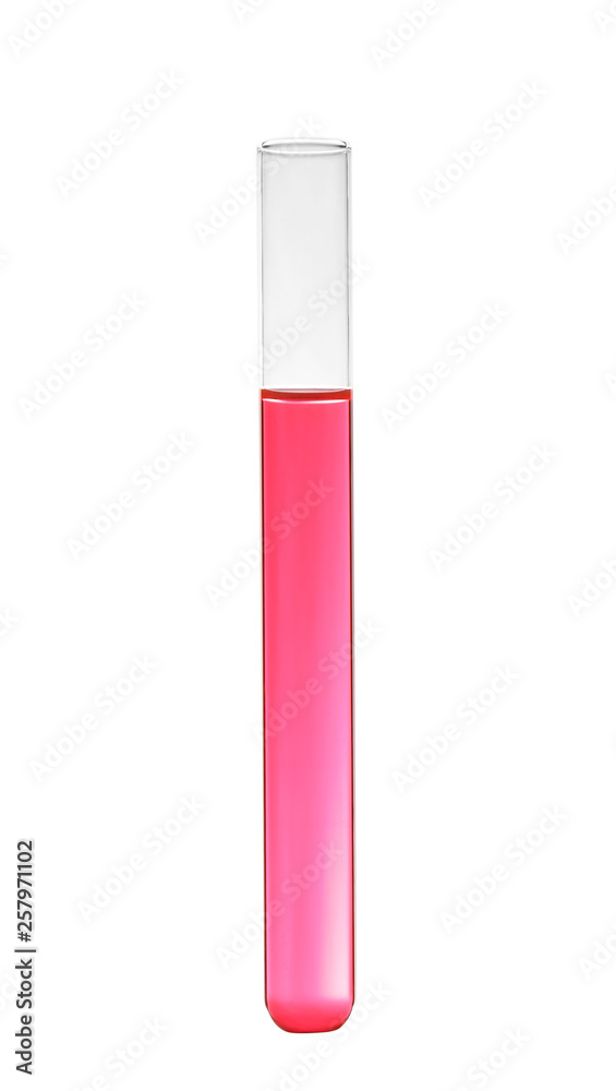 Test tube with color liquid on white background. Solution chemistry Test tube with color liquid on white background. Solution chemistry