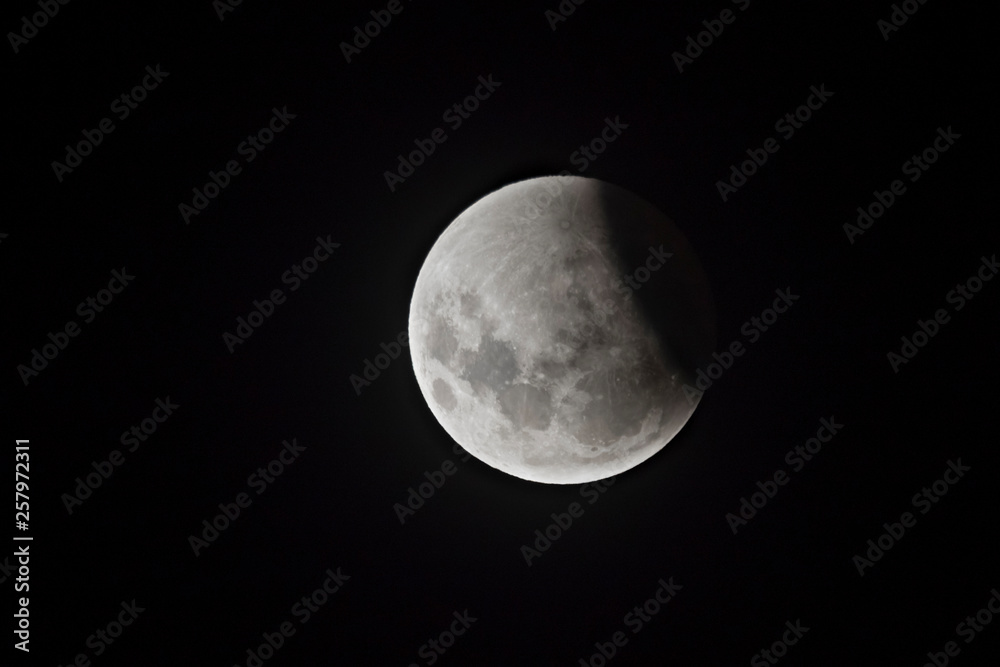 Obraz premium Blood moon, eclipse seen from, La Pampa,January 21, 2019 Argentina